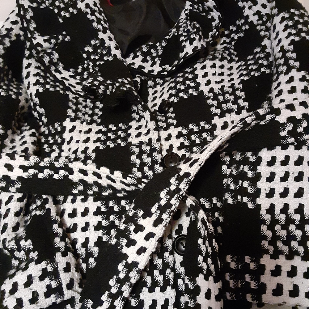Black White Pea Coat